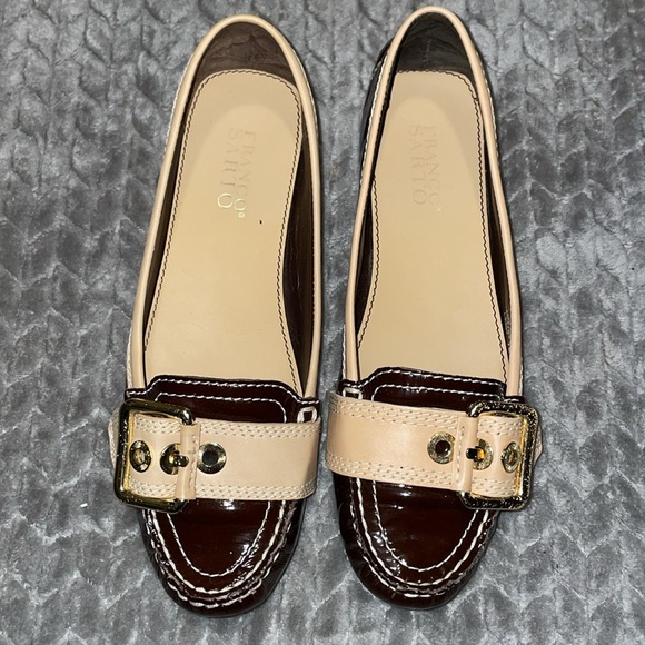 Franco Sarto 2 Tone Patent Leather Kody Flats Adorned w Large buckle design - Picture 5 of 13